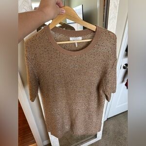 Sandro Tan Textured Knit Sweater Dress